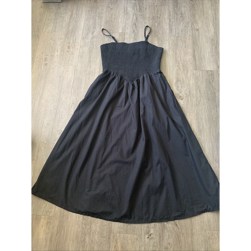 Sincerely Jules Black Smocked Cotton Sleeveless Sundress Large Long Midi Maxi